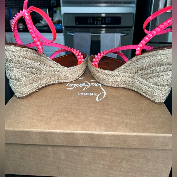 Christian Louboutin MAFALDINA ZEPPA Spiked Platform Wedge Heel Sandal Shoes - Picture 8 of 15